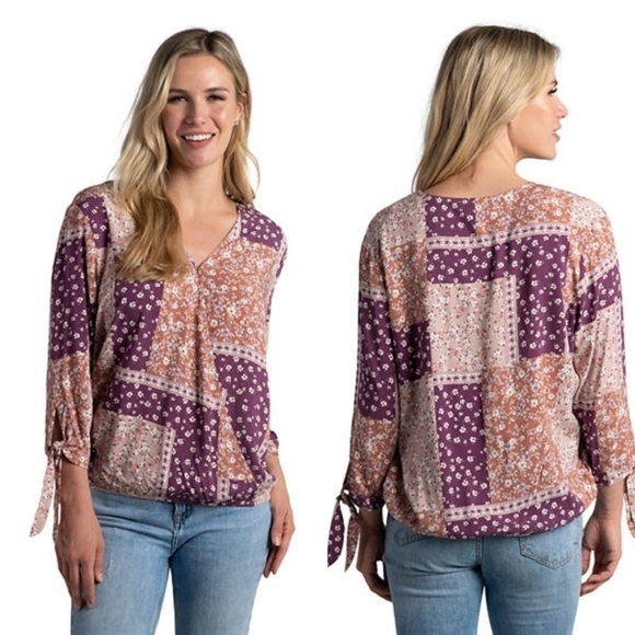 NWT Boho Floral Blouse by Como Vintage - Picture 1 of 8
